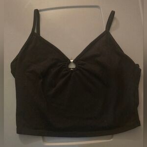 Heart Hips Black Cropped Cami Bralette Spaghetti Strap Top Keyhole Detail M